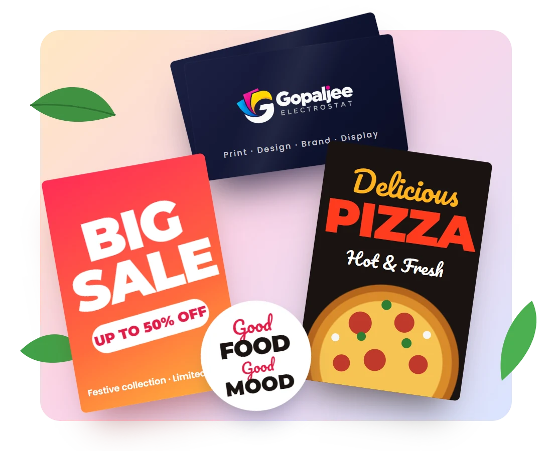 Visiting cards, flyers and stickers printed by Gopaljee Electrostat
